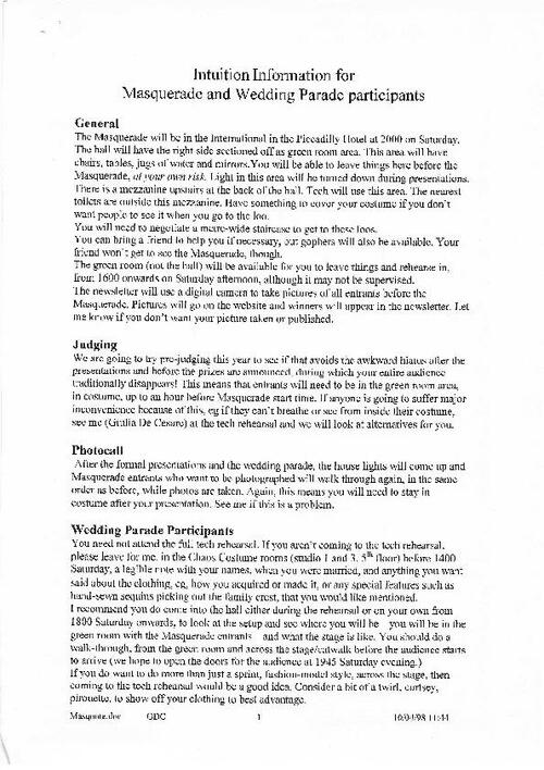 Masquerade Instructions